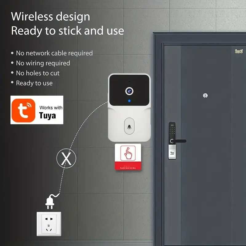 Видеозвонок WI-FI 2,4 ГГц с камерой HD, датчиком и двусторонней связью