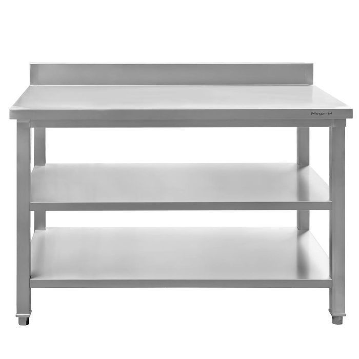 Stół gastronomiczny z rantem i 2 półkami Mega-M 120x70x85(H) - NOWY