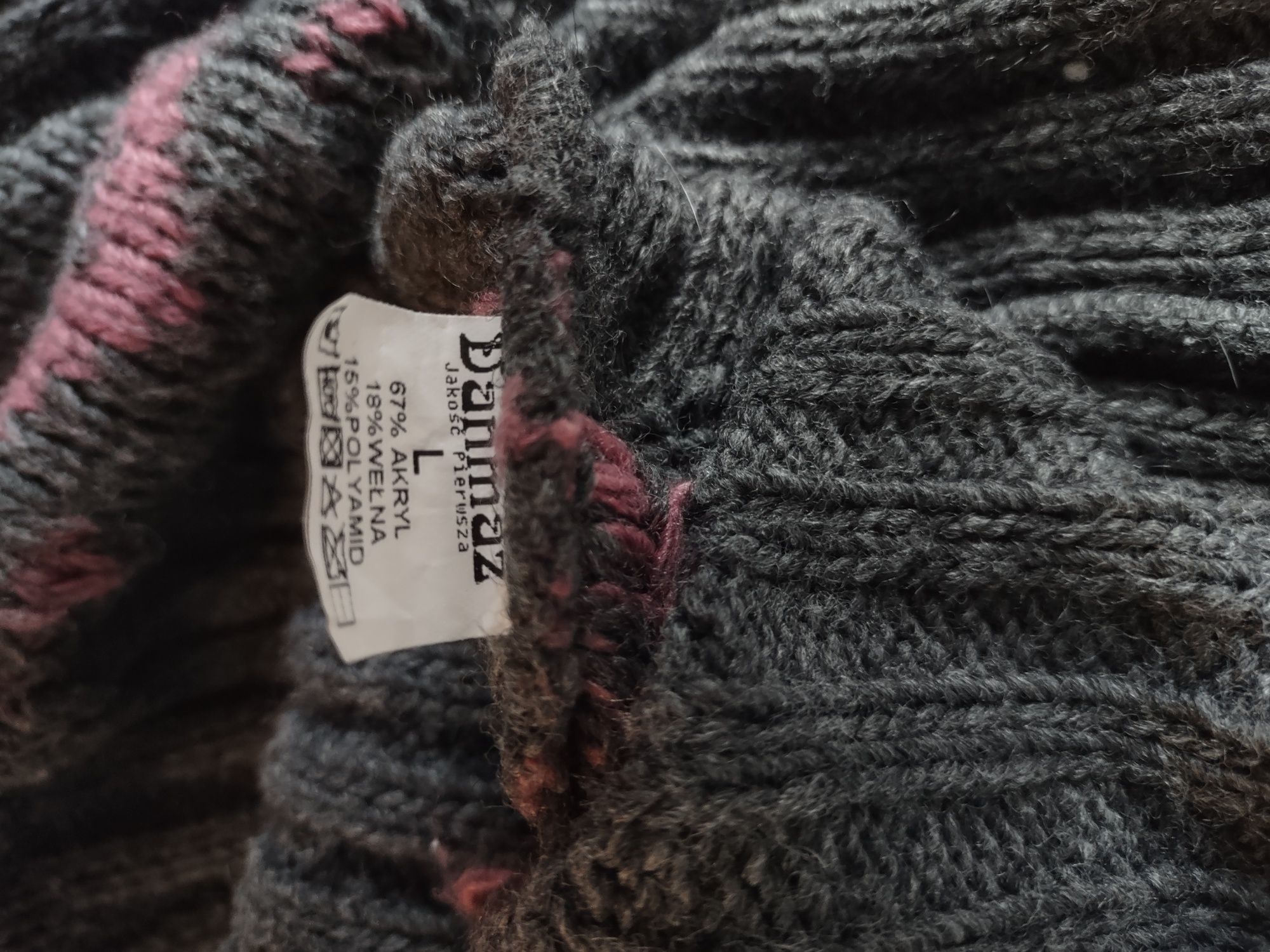 Sweter z golfem rozm 38 szary
