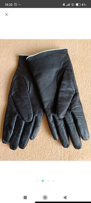 Перчатки Zara кожа с трикотажем