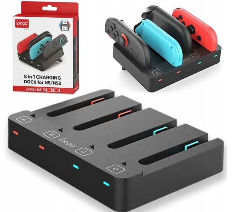 Ładowarka 4w1 do kontrolerów JoyCon2 Nintendo Switch 2 / NS i NS OLED