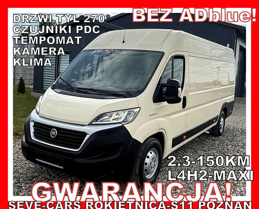 Fiat DUCATO L4H2 MAXI GWARANCJA klima 2.3jtd 150km, kamera tempomat  MAXI,GWARANCJA, L4H2, 2.3-150KM, klima, tempomat, kamera, czujniki pdc