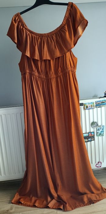 Damski pomarańczowy kombinezon hiszpanka plus size