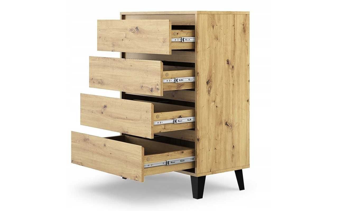 KOMODA 4 SZUFLADY Scandi 70x39x99,5cm dąb artisan Salonu Sypialni Nowa