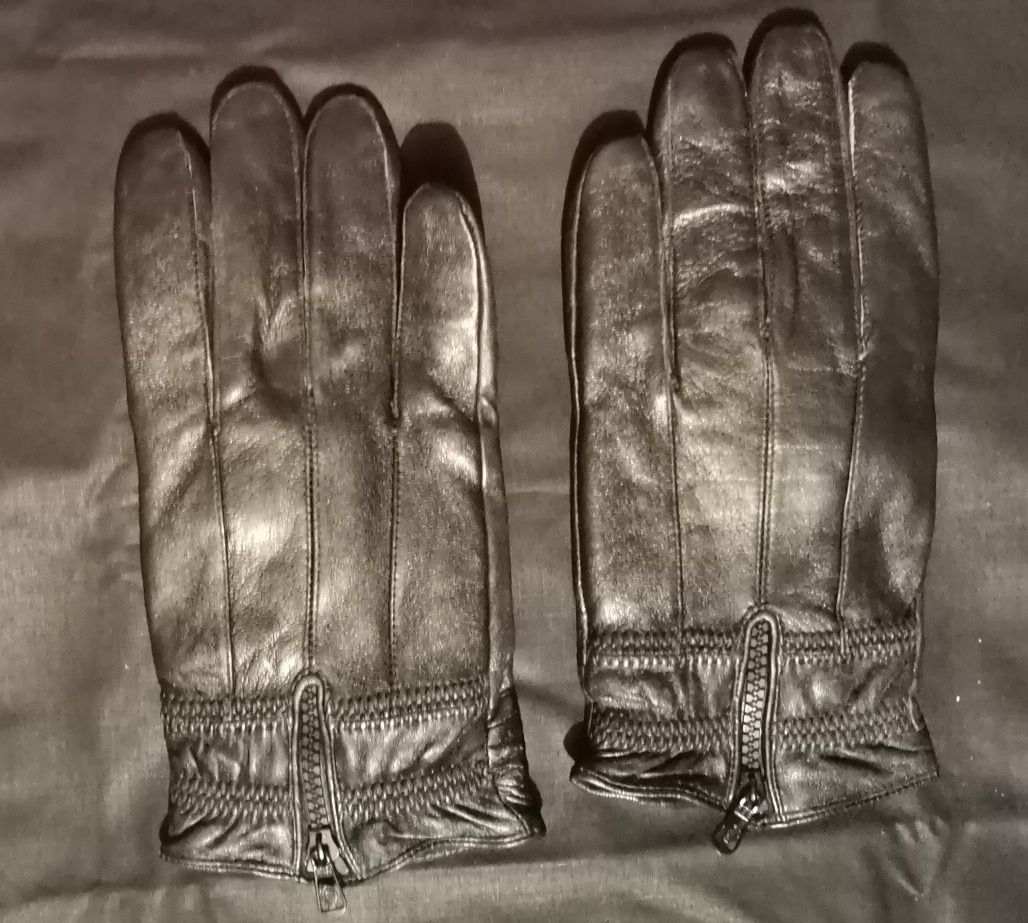 Rękawiczki zimowe męskie czarne ocieplane skóra ekologiczna