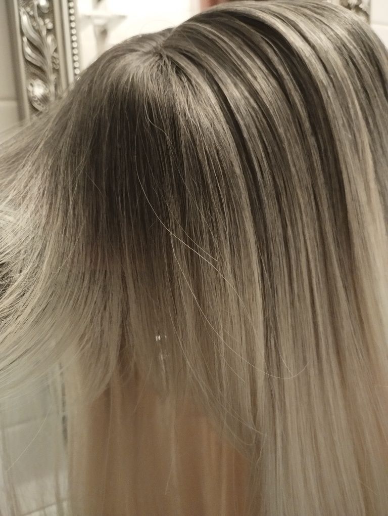 Tupet topper 3D Blond Czarny odrost Mikroskóra