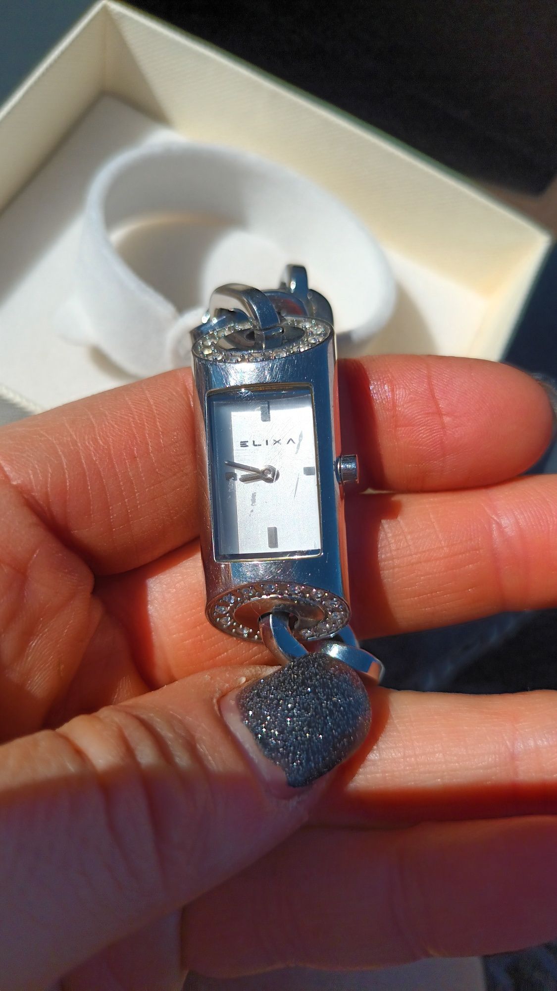 Zegarek damski Elixa na bransolecie cyrkonie śliczny