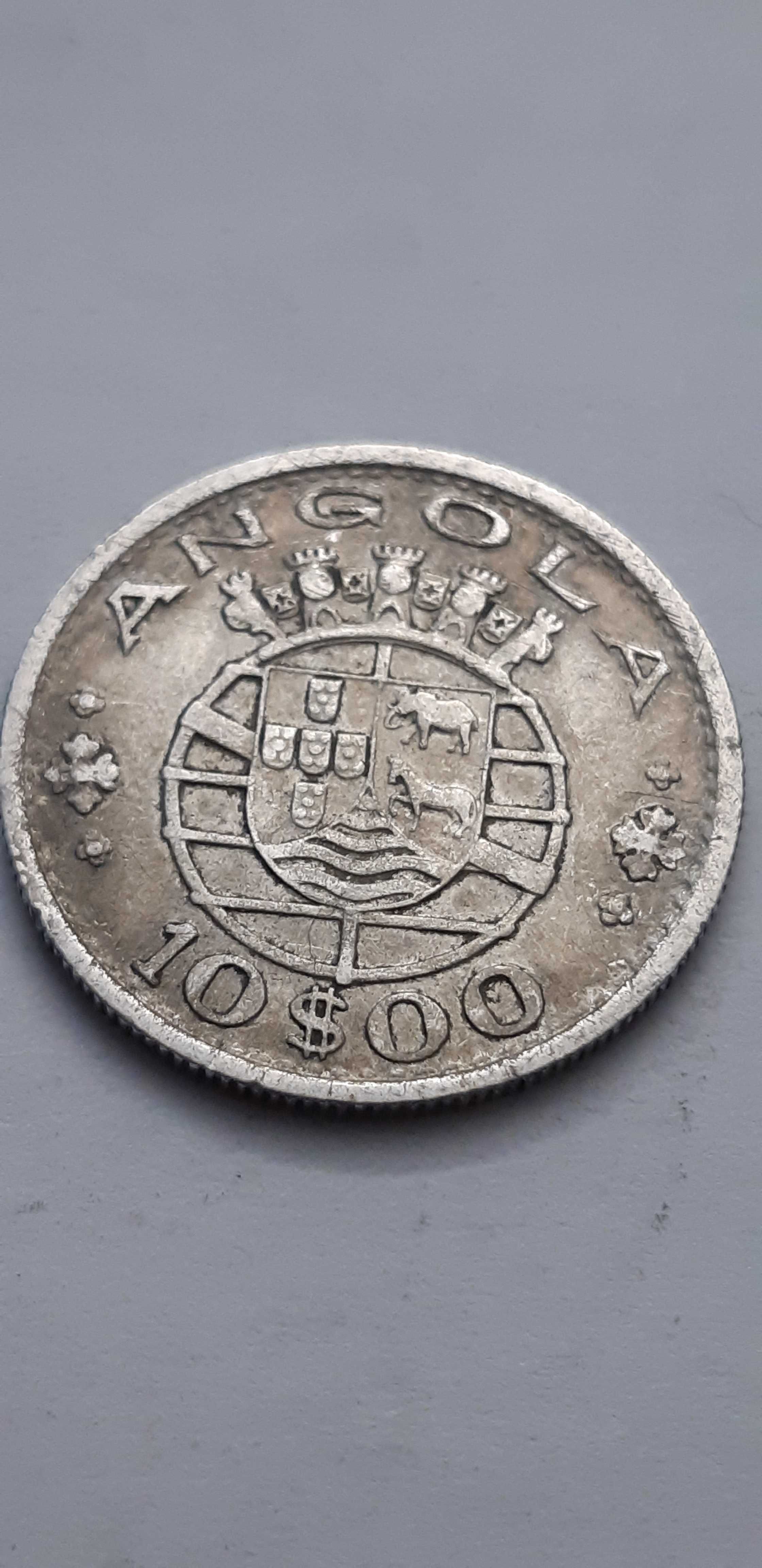 Angola 10 escudo 1952 - srebro - real foto-2