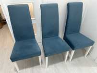 6 cadeiras tecido azul