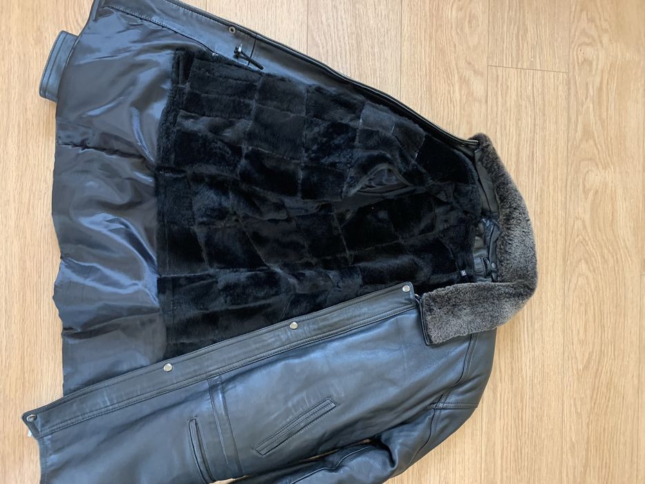 Чоловіча шкіряна зимова куртка