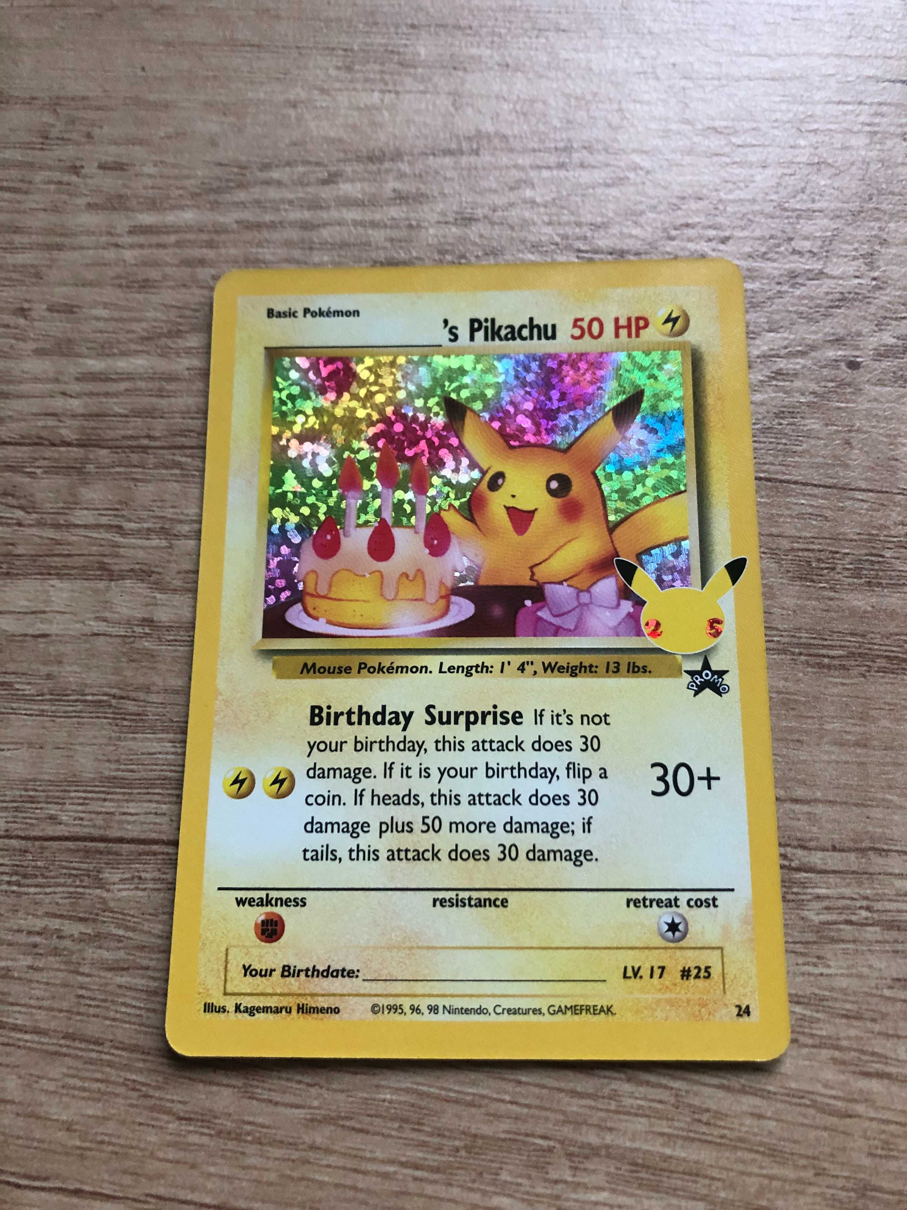 Karta Pokemon Pikachu Birthday's Celebrations