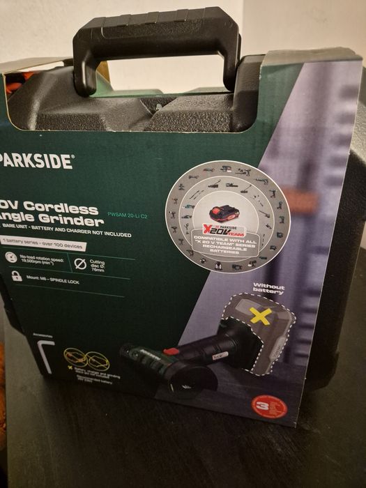 Szlifierka kątowa akumulatorowa parkside, nowa gwarancja