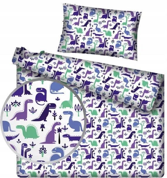 Pościel 120x60 Dziecięca Dinozaury Dino T-Rex Niemowlęca do Łóżeczka