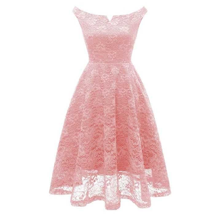 Розовое кружевное платье