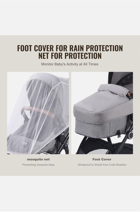 2 w 1. Standardowy wózek dziecięcy VEVOR z gondolą, ciemnoszary