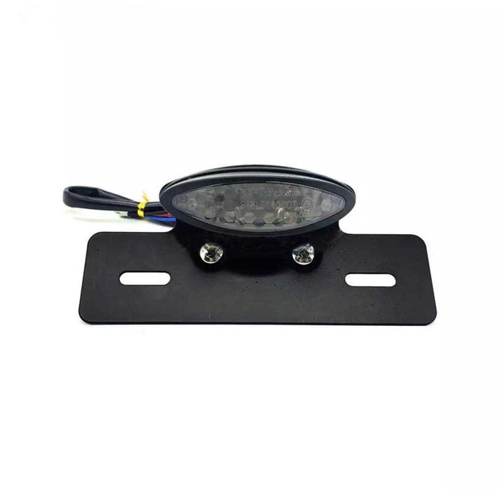 Farolim traseiro LED oval cores variadas suporte de matrícula moto