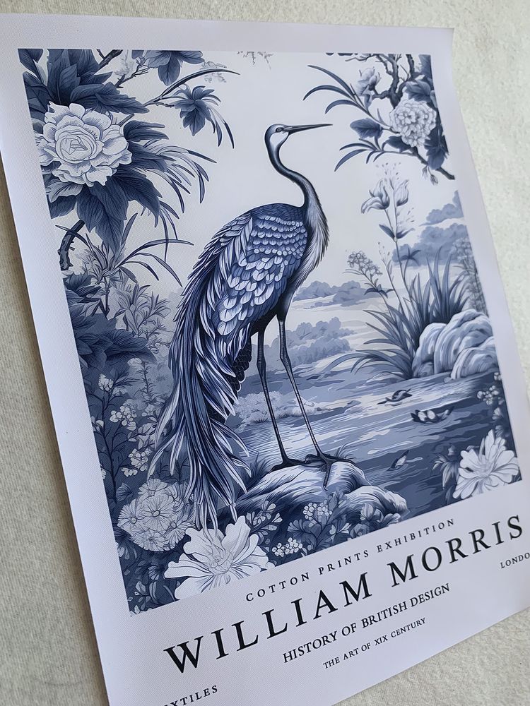 Gobelin na płótnie/Obrazek/William Morris/Crane Blue