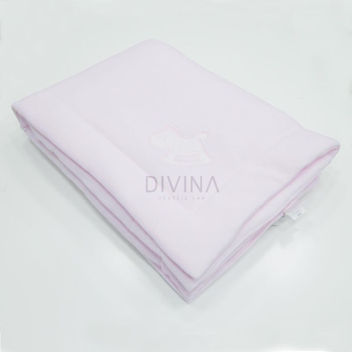 Manta Bebé beje, azul e rosa