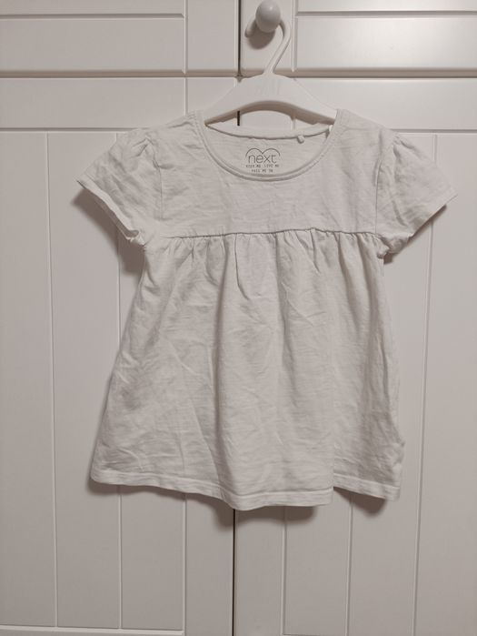 Biała bluzka Next r. 122 (6-7 lat) bawełna organiczna