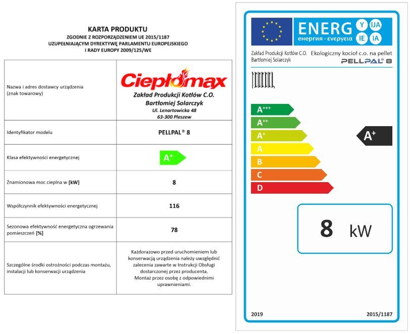 Kocioł na pellet 8kW podajnik Pellpal kotły piec biomasa 12kW 18kW ZUM