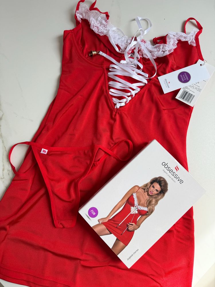 Czerwona sukienka bielizna komplet bielizny red koszula Obsessive