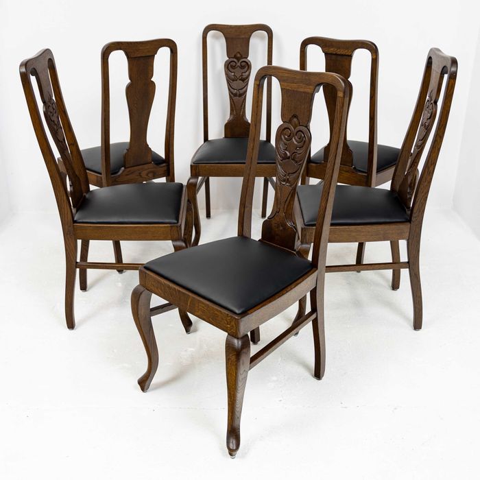 Stylowa jadalnia antyki kredens komoda okrągły stół 6 krzesła komplet