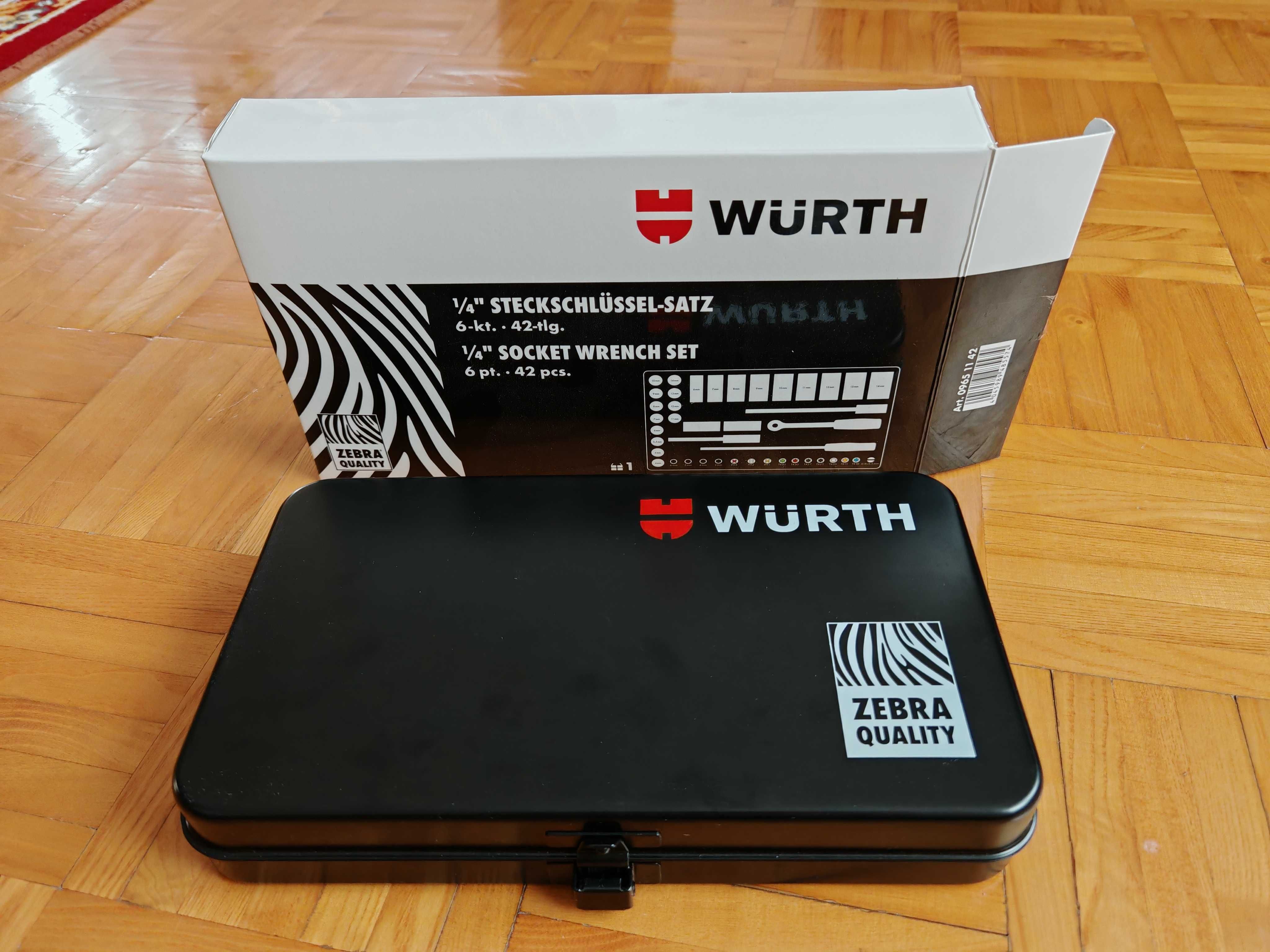 WURTH ZEBRA zestaw kluczy nasadowych 1/4 cala 42 elementy