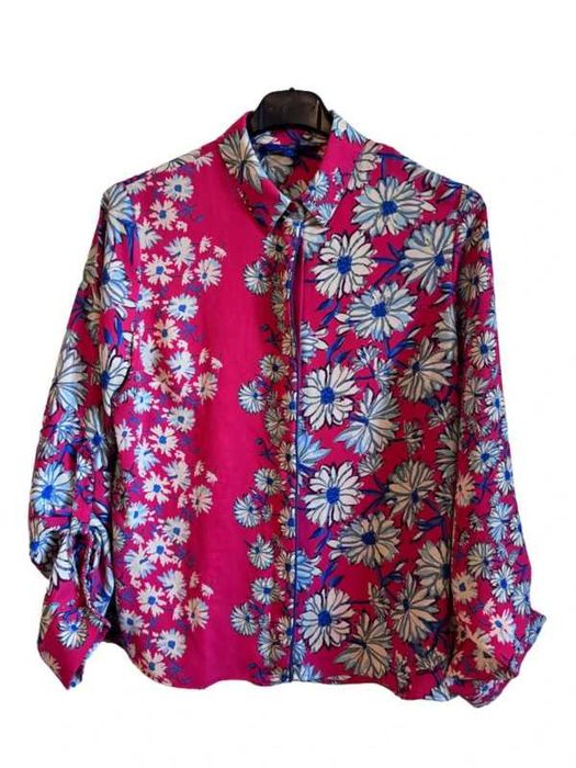 Czerwona koszula z kołnierzem w kwiaty next M kawaii japan