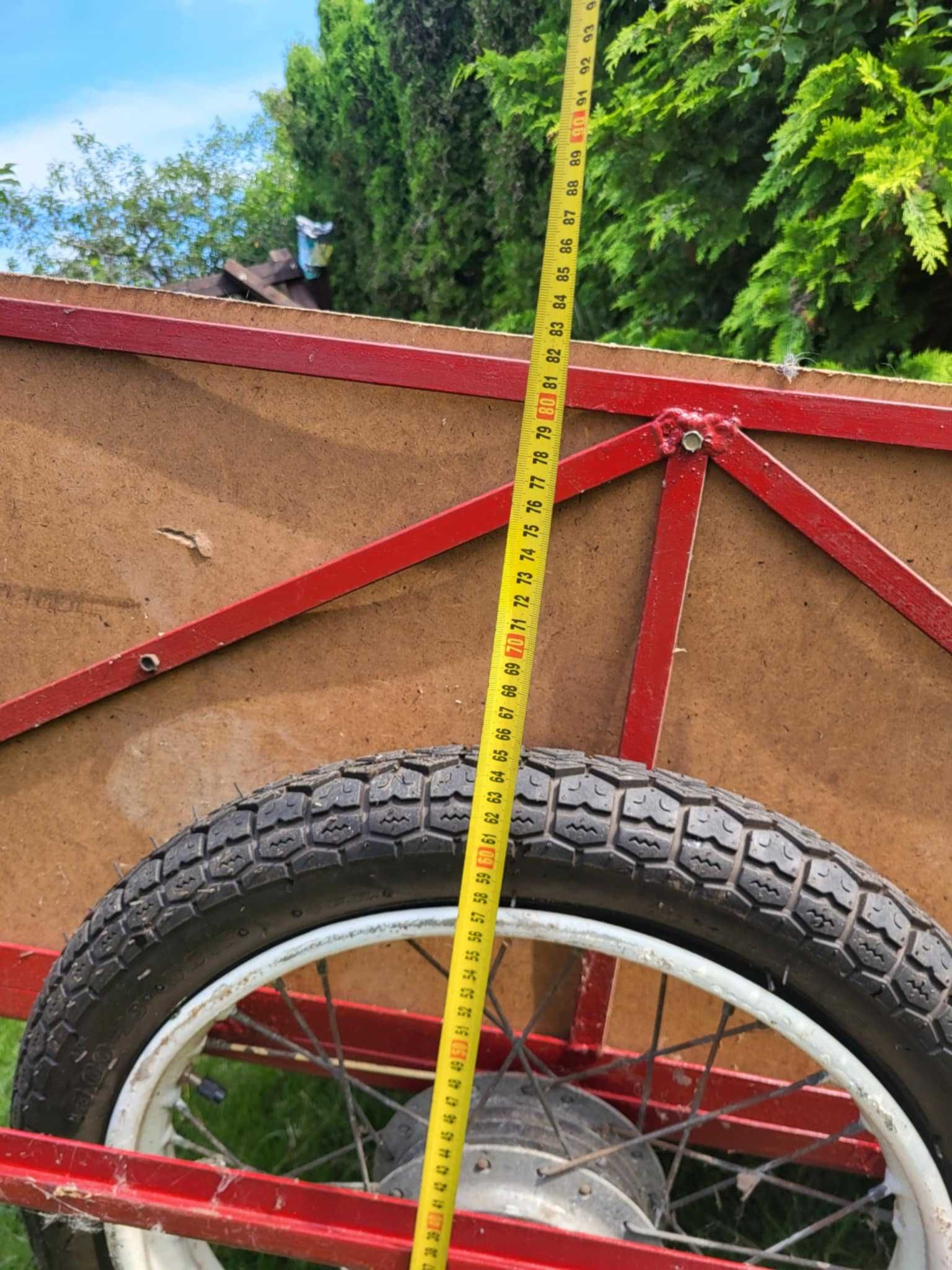 wózek gospodarski, ogrodowy, metalowy na kołach od motoru