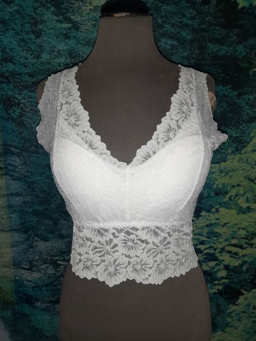 Top , staniczek koronkowy biały