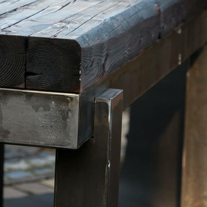 Stół metalowo-drewniany bardzo solidny Loft, Rustyklany, Industrial