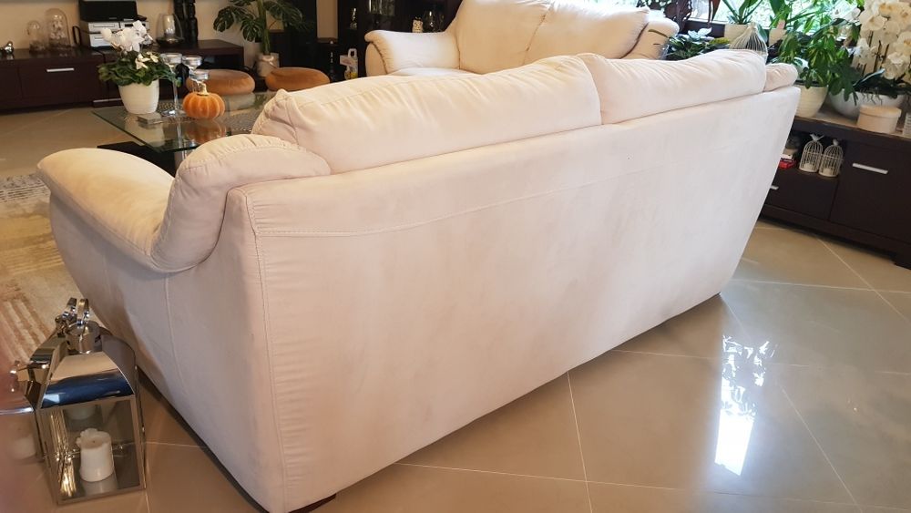 Sofa rozkladana sofy kanapa kanapy kremowy welur stan bdb