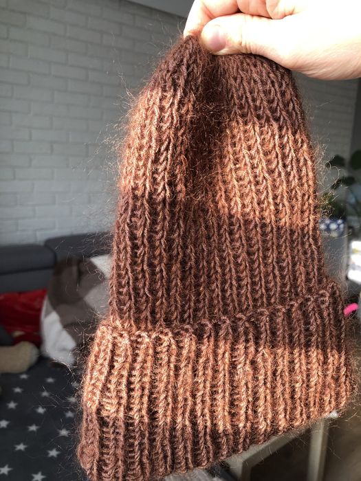 Czapka na drutach handmade alpaka i moher