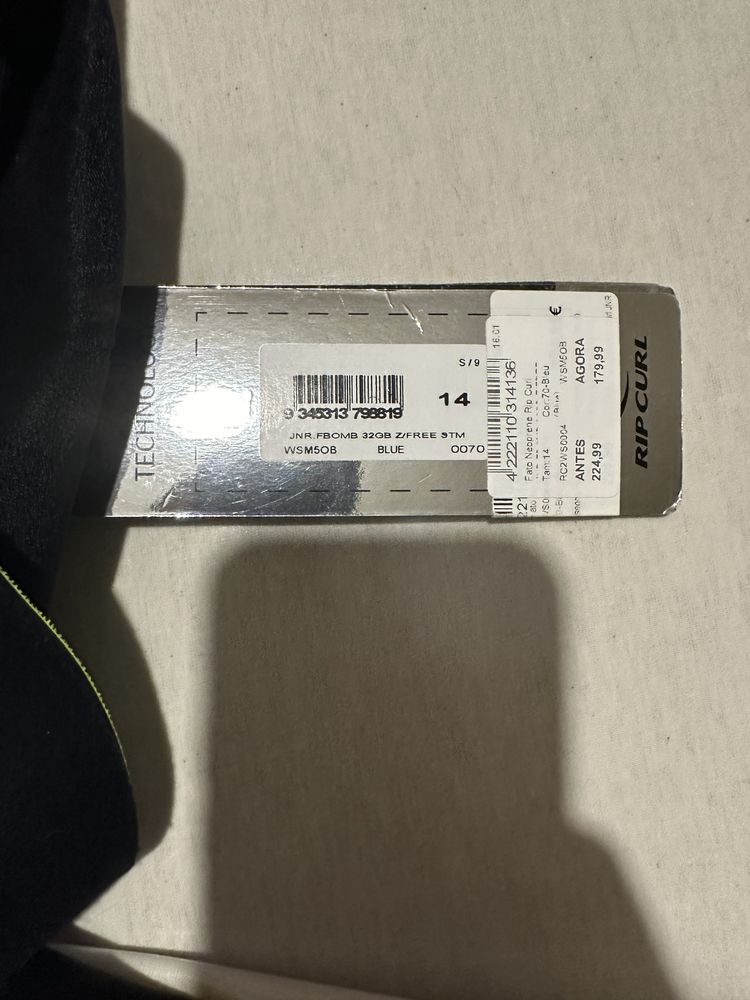 Fato de surf Rip Curl Flashbomb - 14 anos - novo