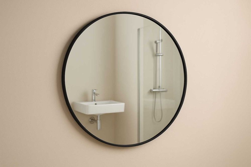 NOWE Lustro Łazienkowe Okrągłe w Ramie Loft 50cm XXL Czarne
