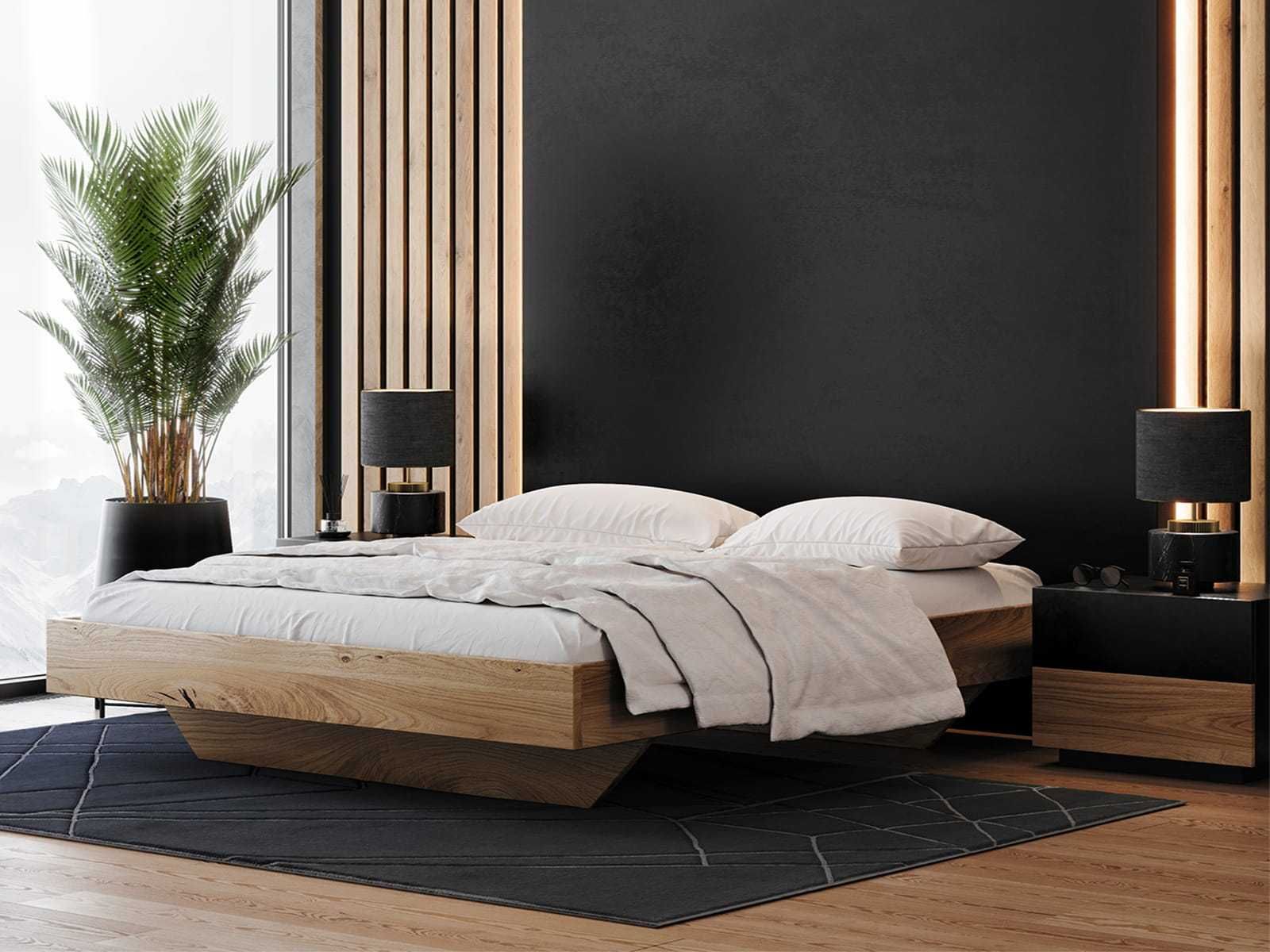 Łóżko drewniane Dębowe 180x200cm Lewitujące Bergamo, różne wymiary