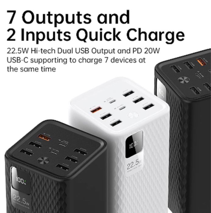 Power bank 50000. Быстрая зарядка 22.5 ватта. 6 х USB. Оригинал 100%