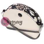 CZARNY organizer OBAG MOON LIGHT welur beżowe kwiaty 2 kieszenie OMAY