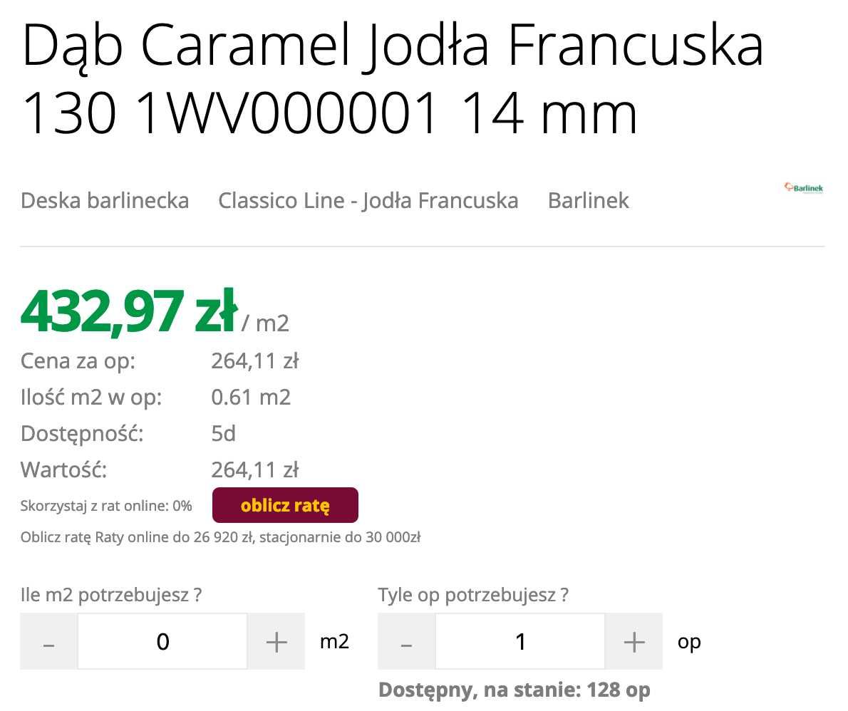 Podłoga deska barlinecka jodła francuska dąb caramel. Nowa, tanio!