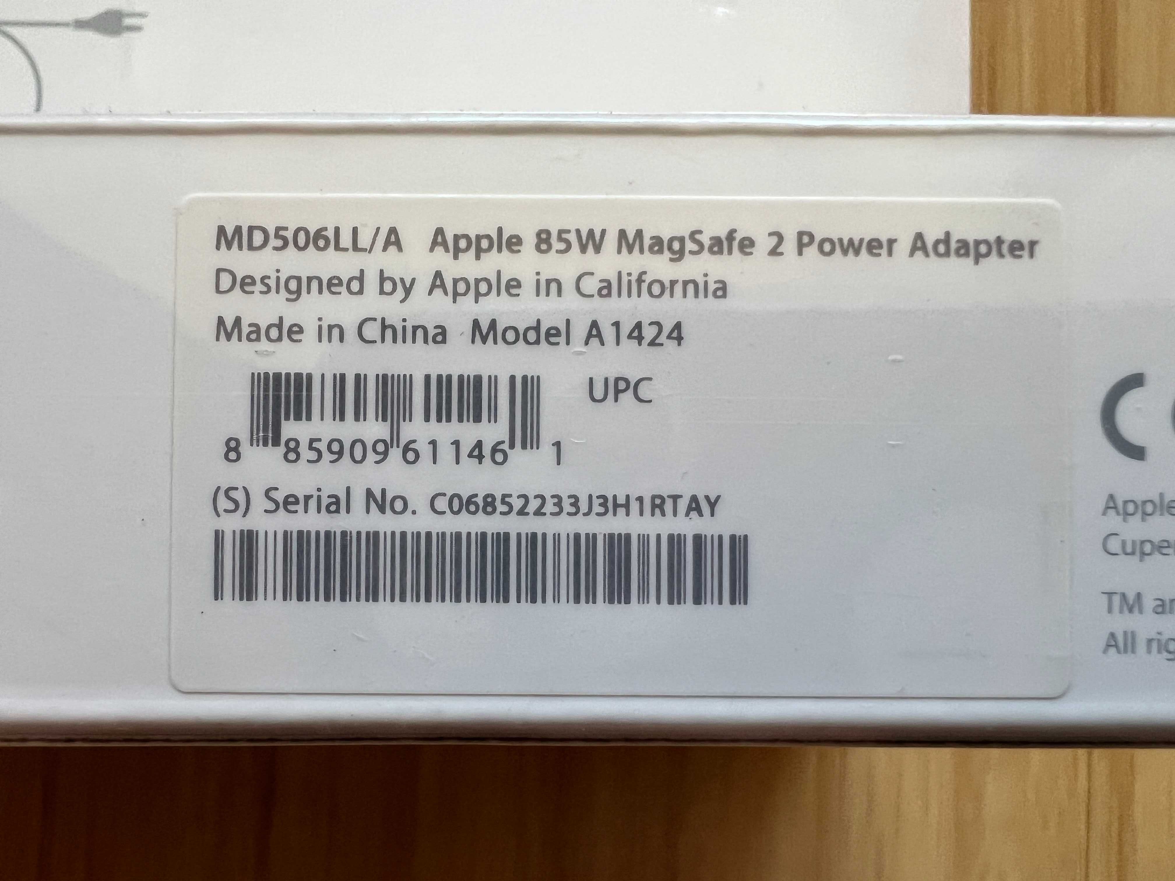 Новий блок живлення Apple Magsafe 2 85W A1424 MD506LLA гарантія