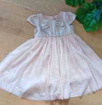 Piękna sukienka różowa srebrzysta-na chrzest/ślub-r.80-86-Monsoon