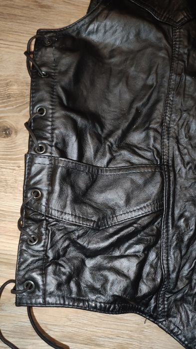 Kamizelka skórzana męska wiązana XXL