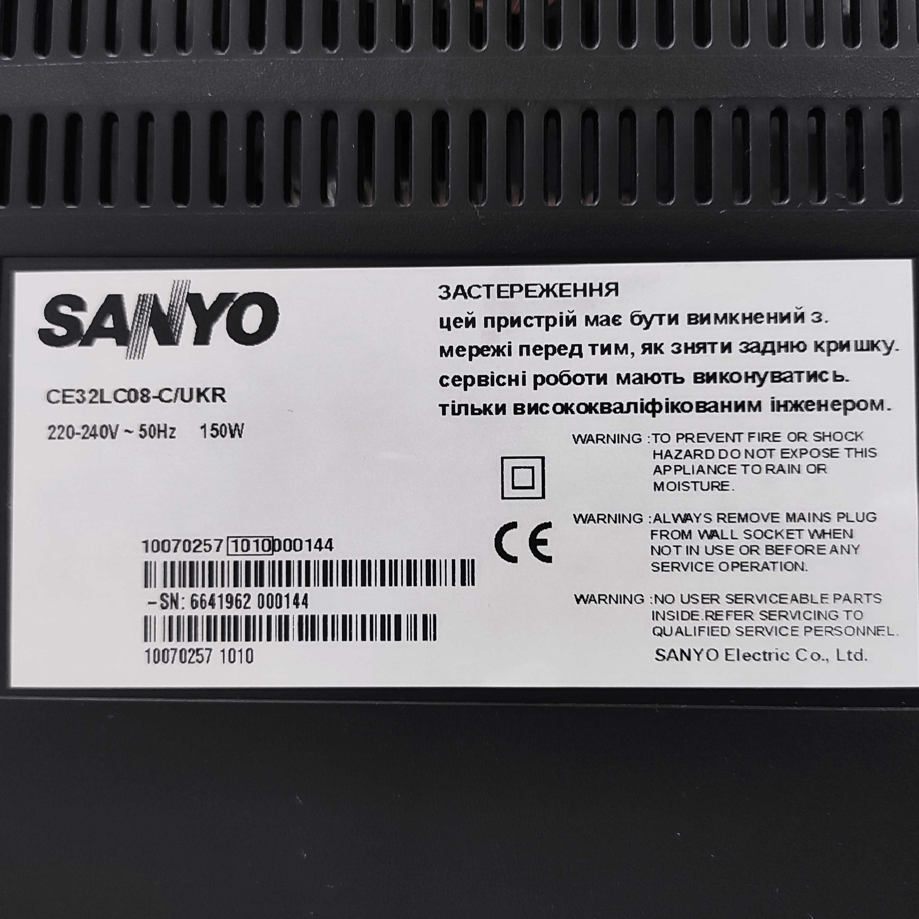 Телевизор Sanyo CE32LC08-C 32"  под ремонт, Без WI-Fi