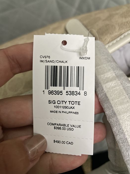 Сумка шоппер Coach tote gold sand chalk
