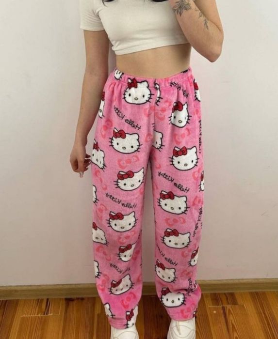 Штани Hello Kitty плюшеві жіночі штани піжама хелоу кітті хело кіті
