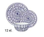 Zestaw obiadowy z porcelany na 4 osoby mg kome fiori, 12 elementow