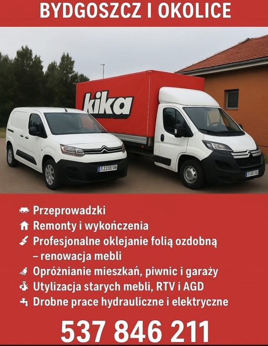 KIKA -Transport • Przeprowadzki . Utylizacja • Renowacįa mebli itd.