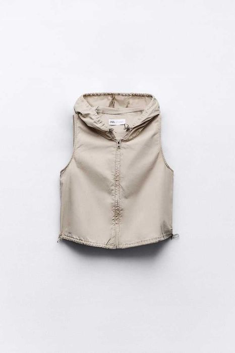 ZARA M 38 bawełna bezrękawnik damski z kapturem