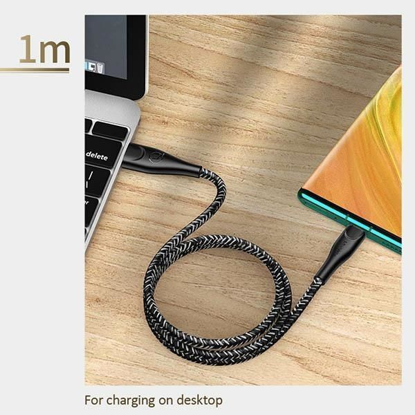 Przewód Ładowania USB-C USAMS U41, FAST CHARGE 2A, 1m, Nylonowy Splot