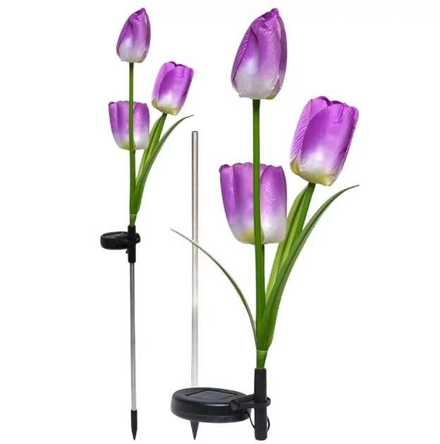 Садовий світильник на сонячній батареї тюльпан фіолетовий